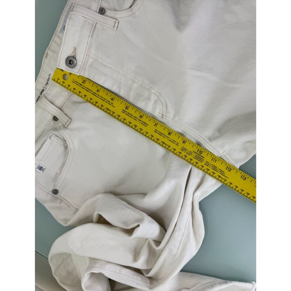 AG Adriano Goldschmied Farrah Boot Crop Jeans 32 High Rise Cream White Wide Leg - Picture 9 of 13